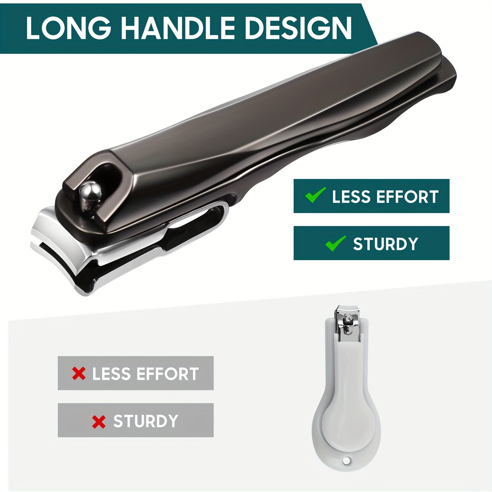 Nail Clippers for Seniors, 360 Degree Rotary Fingernail and Toenail  Clippers with Long Handle Ultra Sharp Sturdy Stainless Steel Heavy Duty  Large Toe