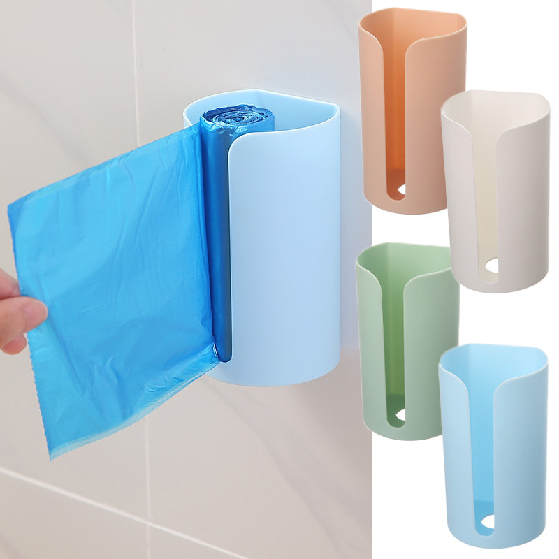 1pc Wall-mounted Waterproof Self-adhesive Lingerie & Garbage Bag Storage Box,  Plastic Bag Dispenser, Garbage Bag Container, Clothing Storage Box,  Household Kitchenware