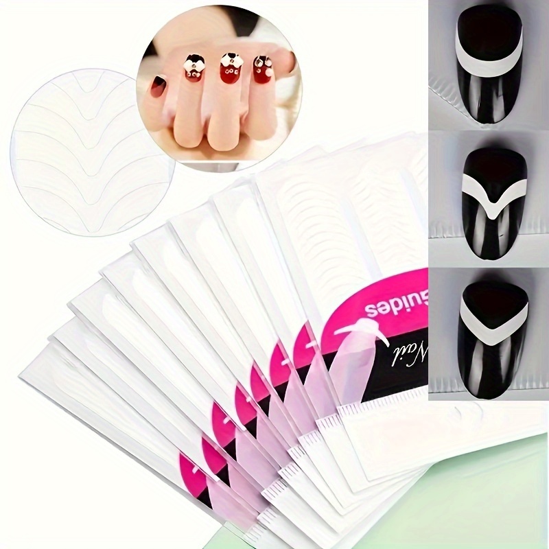 24pcs,French Manicure Nail Stickers, Nail Art Tips Guides For DIY  Decoration Stencil Tools