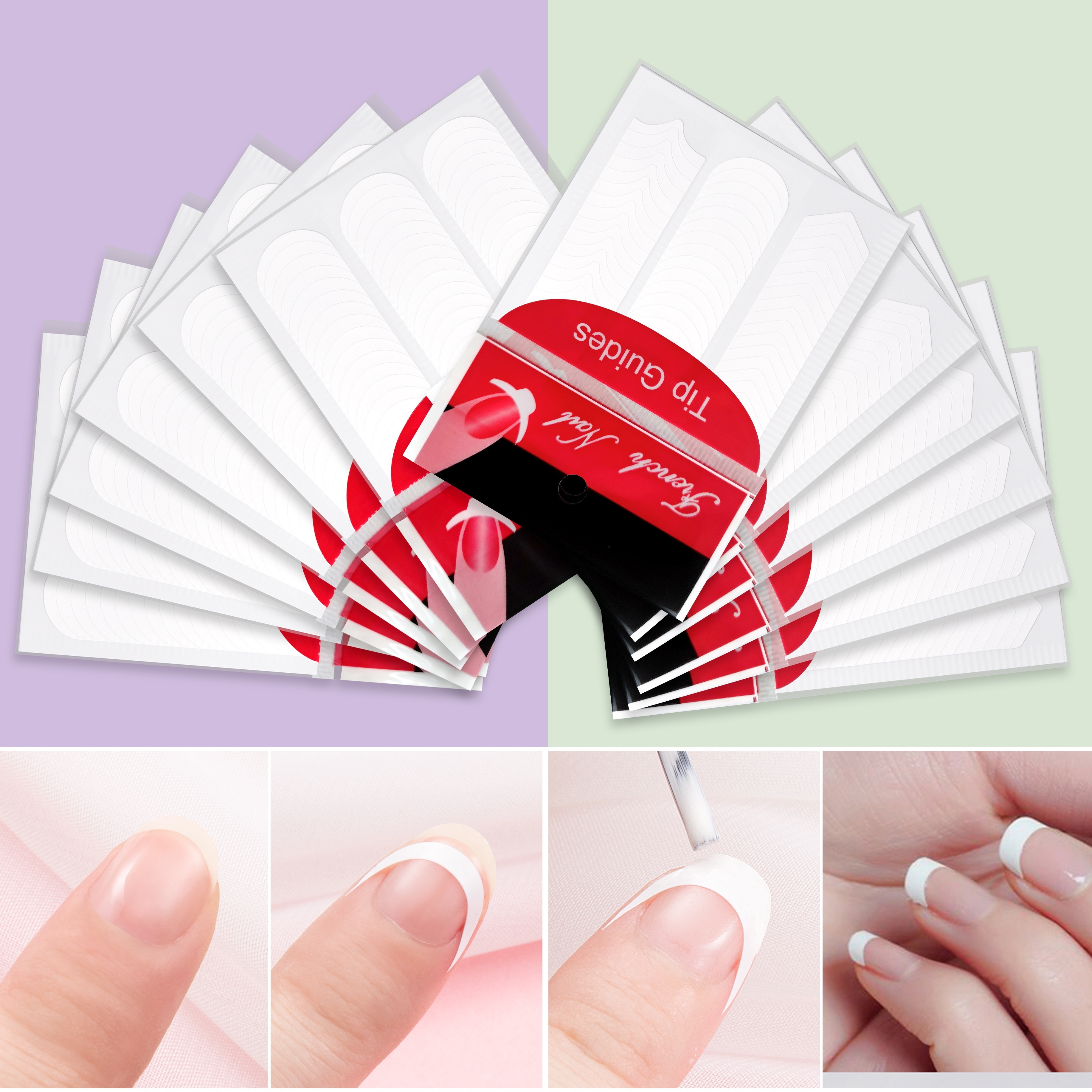 12PCS French Manicure Strip Nail Forms Fringe Tip Guides Sticker