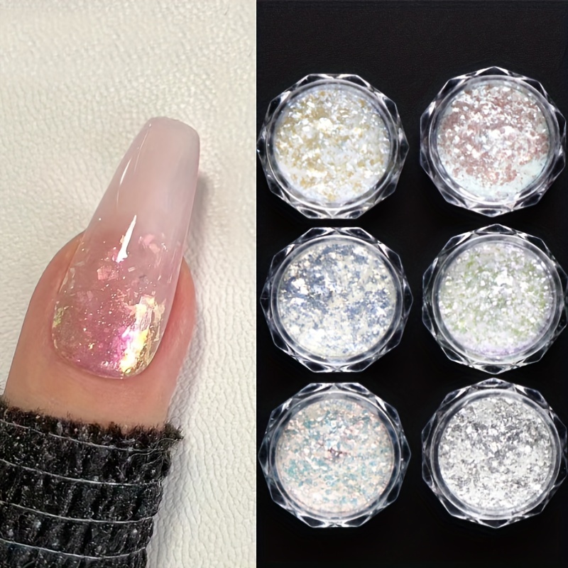 Opal Nail Flakes,1 Box 12 Grids Aurora Shiny Thin Nail Glitter  Powder,Chameleon Glitter Chrome Nail Powder Manicure Accessories for Resin  Face Body Decor DIY Craft(12 Grids Opal Powder) : : Beauty