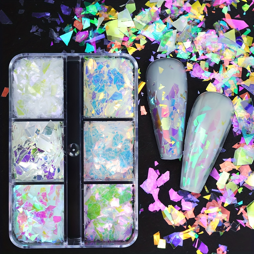 Christmas Nail Glitter Powder holographic Snowflake Nail - Temu United Arab  Emirates