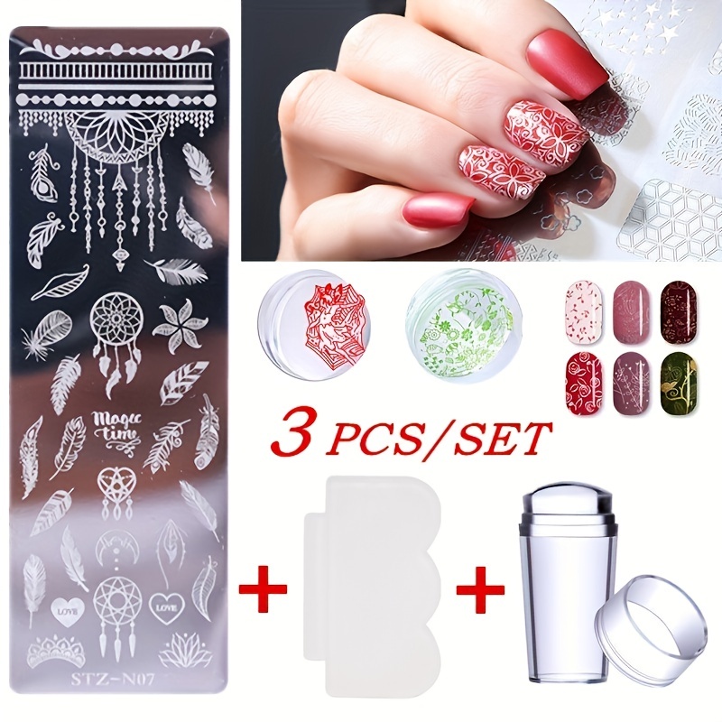1PC Nail Art DIY Pattern Printing Manicure Machine with 6pcs Metal Stamp  Stamper Nail Tools Color Draw Polish Nail Printer Tool