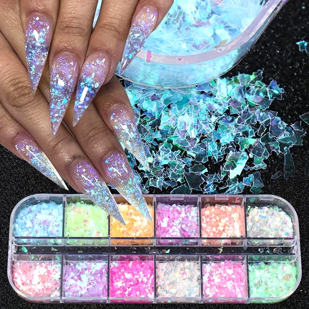  Holographic Nail Art Glitters for Valentine Day Charms Nail  Decorations Love Heart Nail Sequins Sparkle Nail Flakes Red Heart Stickers  Decals for Acrylic Nail Supplies Manicure Tips Accessories12 Grid : Beauty