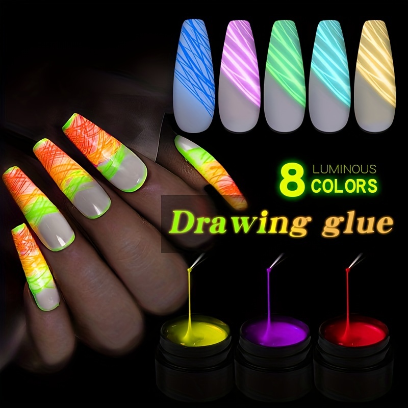 MSRUIOO Glow in the Dark Gel Nail Polish 6 Colors Luminous Neon Gel Polish  Set Fluorescent Bright Colors Hot Pink Yellow Purple Glow Effect Soak Off  UV Gel Polish for DIY Nail