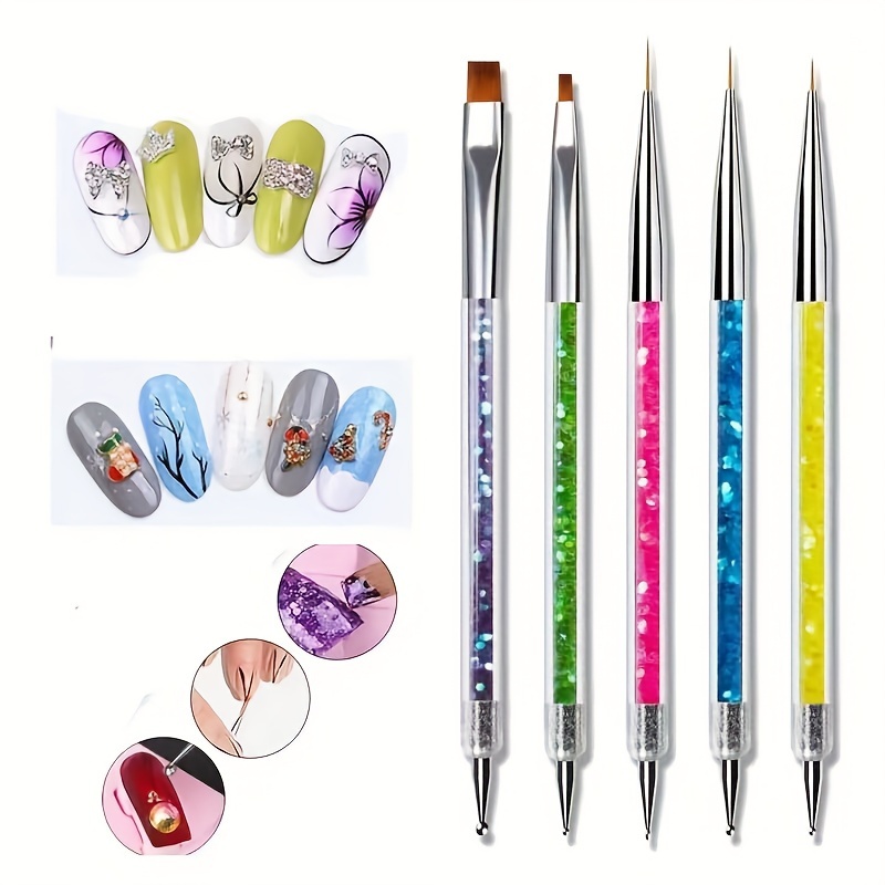 5-Piece Multicolor Dotting Tool Set - Create Unique Nail Art Designs &  Embossing Patterns!