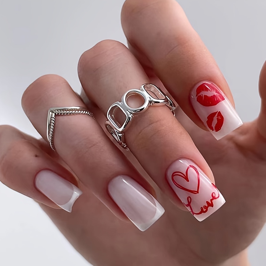 10pcs Christmas Red Heart Nail Charms Nail Art Accessories Nail Art  Supplies For Women And Girls