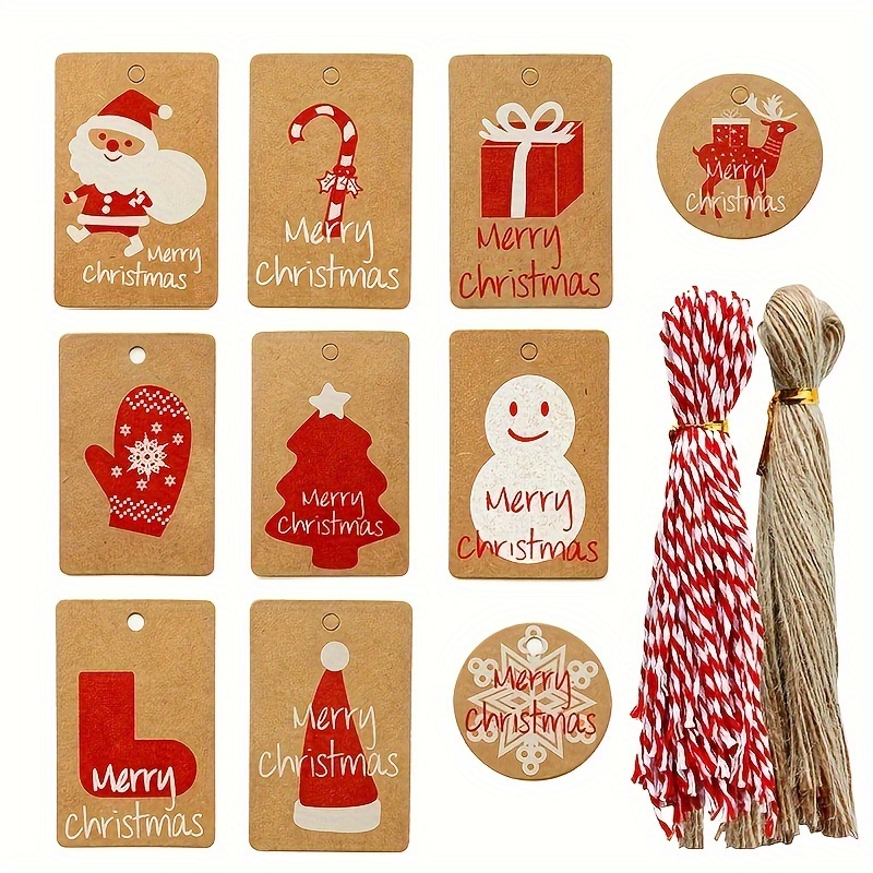 Christmas Gift Tags With Untied String, Holiday Name Tag Labels