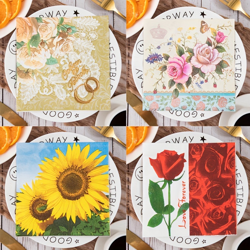 Servilletas de tela para mesa de comedor, 4 unidades/6 unidades, diseño de  flores de durazno rosa, reutilizables, lavables, sin arrugas, servilletas