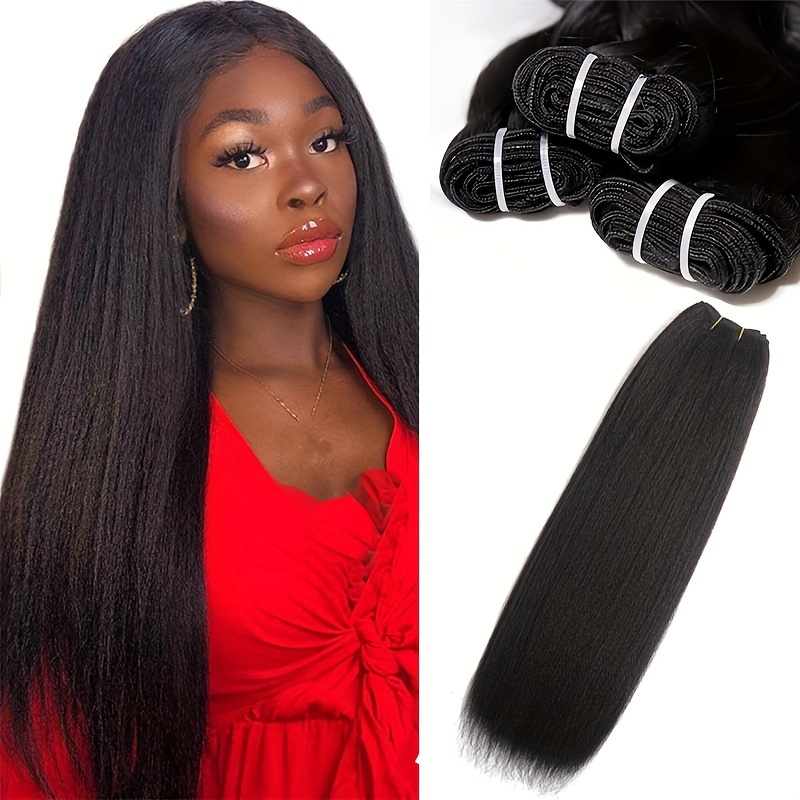 Kinky Yaki Straight Hair Bundles Synthetic Pre-stretched Braiding