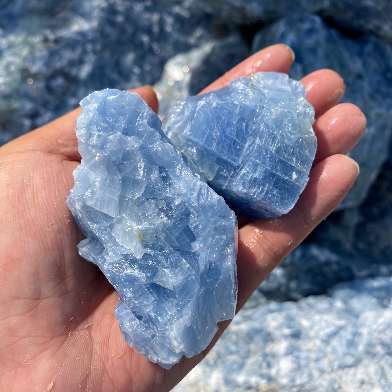 Raw BLUE CALCITE Crystals (Grade A Natural) Rough Crystal Stones Gemstone  for Healing, Yoga Meditation, Reiki, Wicca, Crafts Jewelry Supply