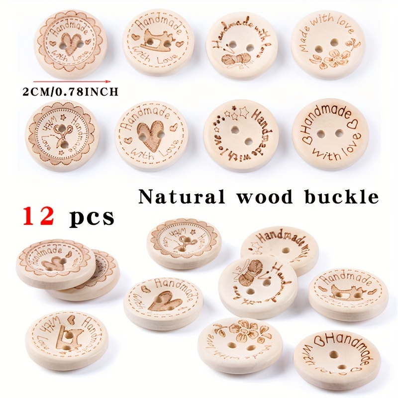 50Pcs 2Hole Natural Wooden Buttons handmade with love wood Button