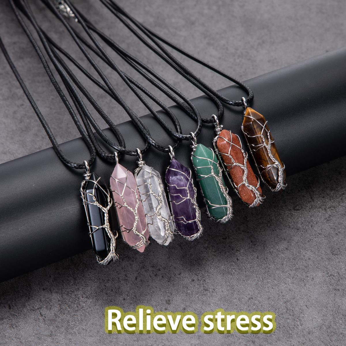 1pc Copper Irregular White Crystal Natural Stone Necklace, Fashion Crystal  Pendant Necklace For Men