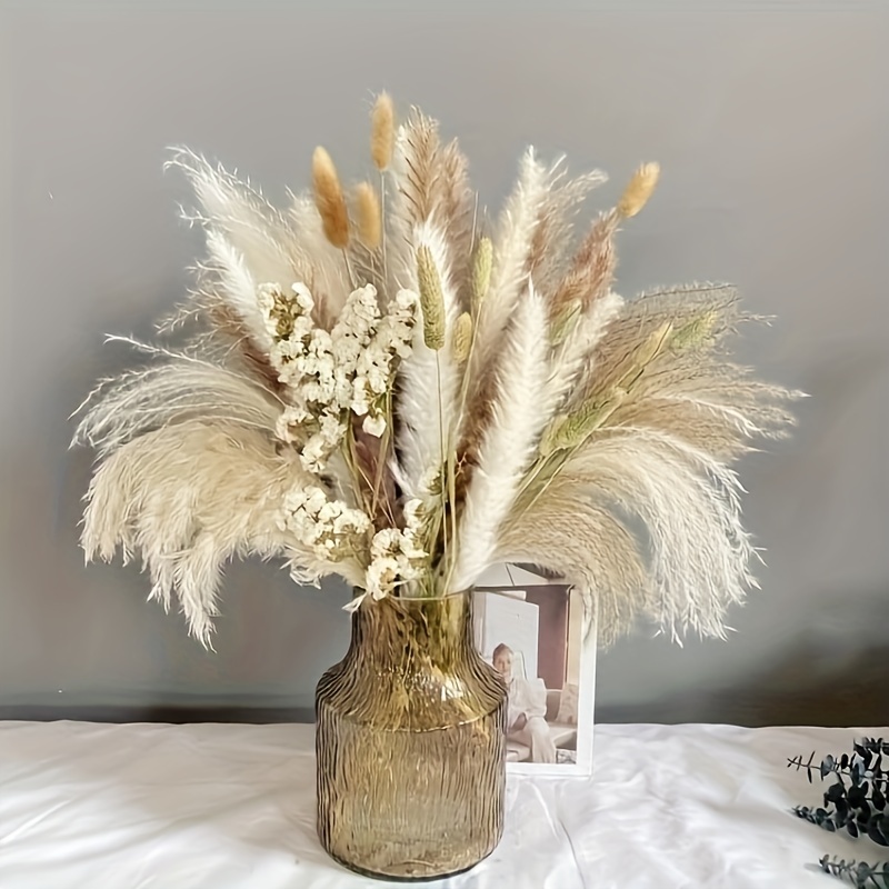  Pampas Grass Decor, 53 PCS Natural Dried Pampas Grass - Pampas  Grass, Reed, Bunny Tails, Fluffy Dried Floral Arrangements Bouquet for Boho  Room Home Wedding Decoration : Home & Kitchen