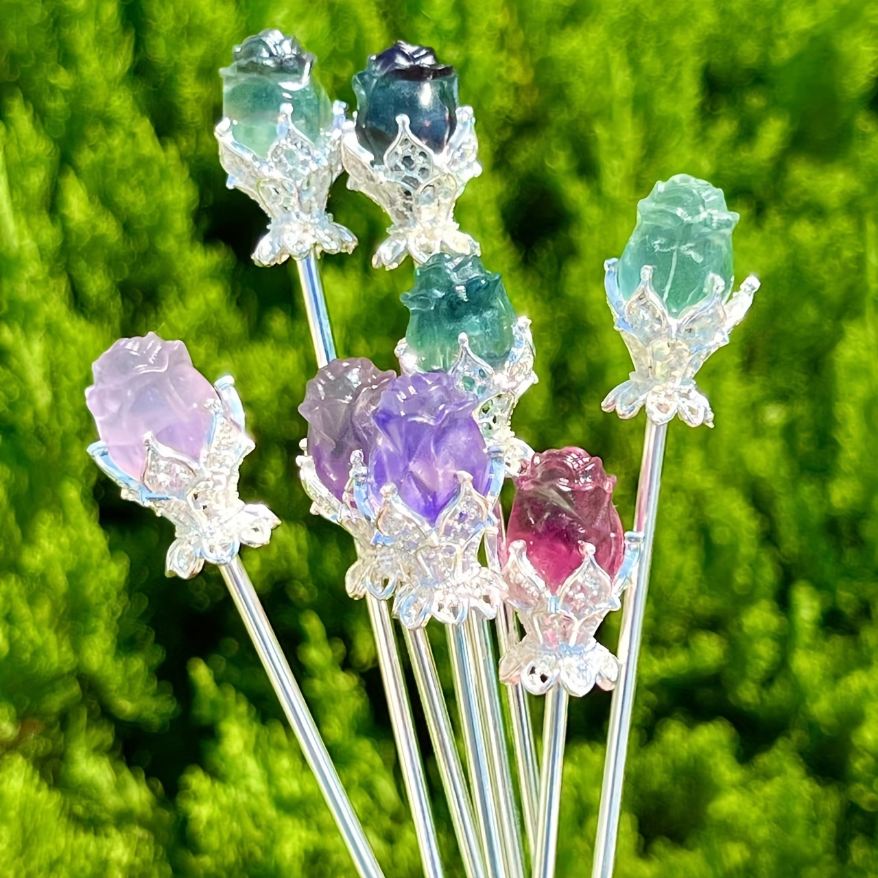 Crystal Flowers, Natural Crystal Bouquet, Artificial Flowers for Interior,  Natural Carved Crystal Flowers 