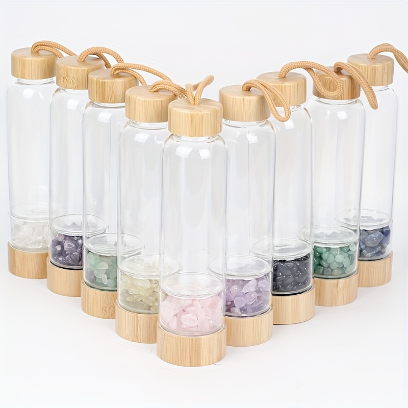 Crystal Glass Water Bottle Clear Water Bottle With Gemstone - Temu