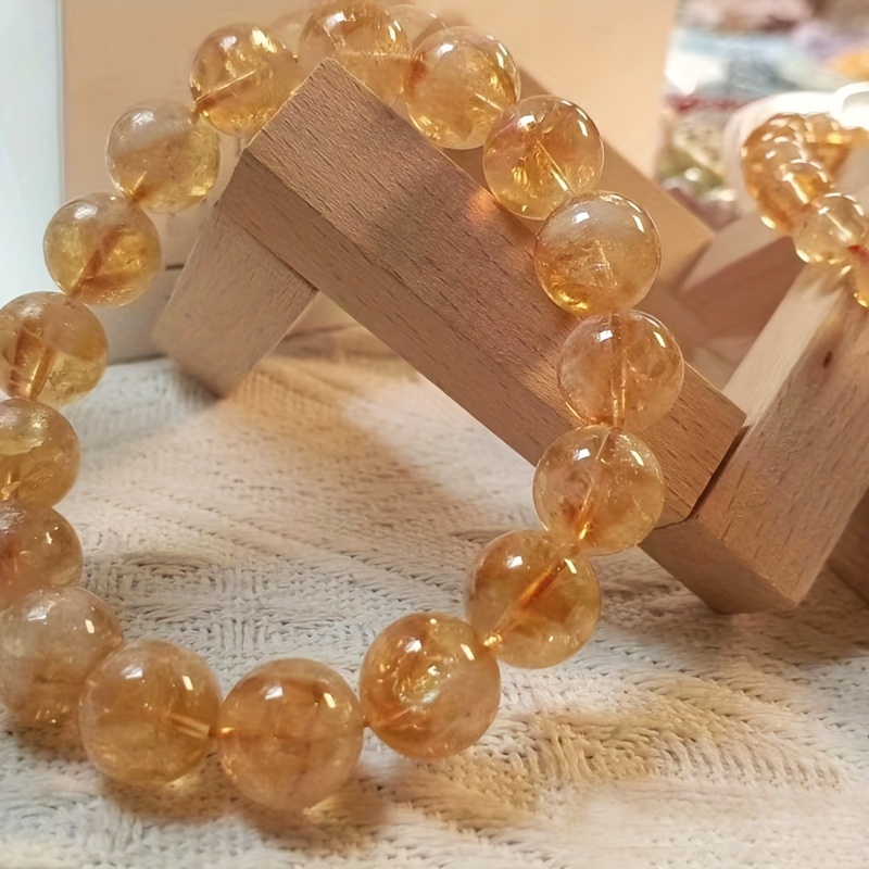 Natural Citrine Stone Chip Bracelet Gold Yellow Crystal Quartz