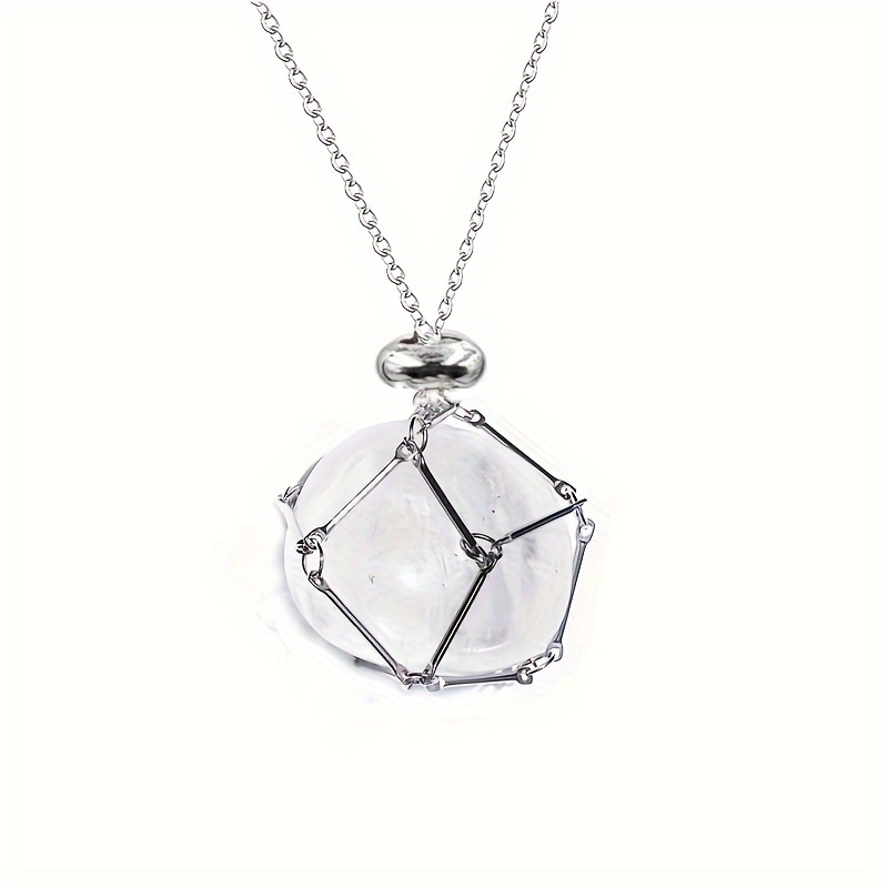 Natural Irregular Healing Crystal Stone, Crystal Stone Stainless Steel Holder  Necklace, Adjustable Crystal Cage Necklace For Men And Women - Temu Greece