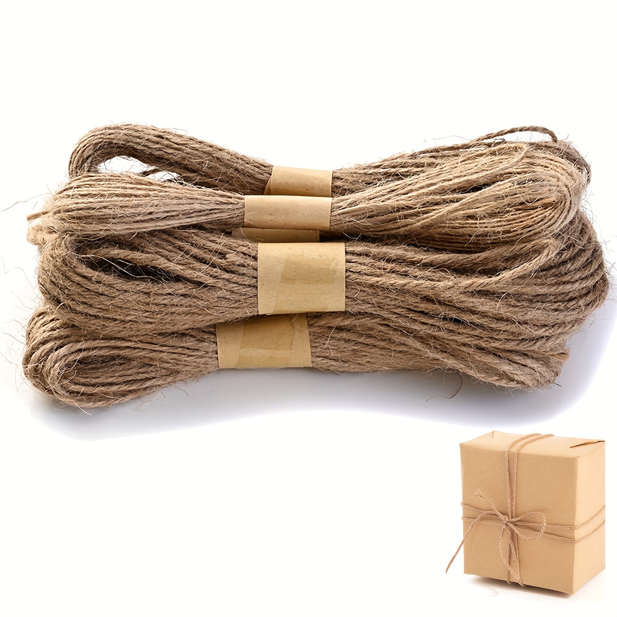 Cuerda de yute de 600 pies cuerda de yute natural cuerda fina para caja de  regalo embalaje decoración jardinería