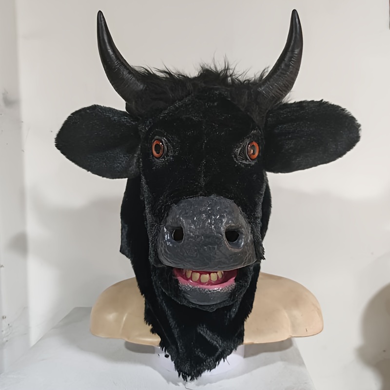 1pc Black Adorable Cow Cat Mask For Costume