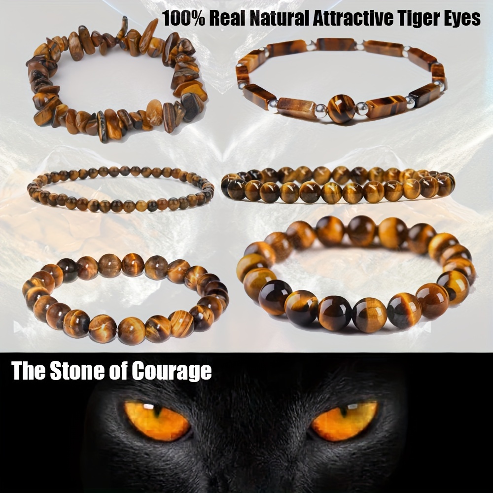 8mm Natural Stone Matte Beaded Bracelet For Men & Women, Matte Howlite  Tiger Eye Stone Beaded Stretchable Bracelet For Yoga, Provides Healing  Energy