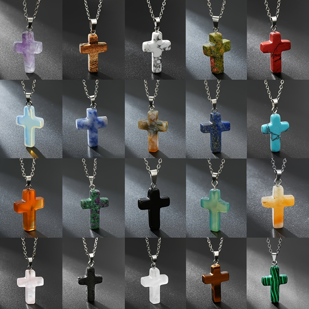 Witchy Charms - Religious Jewelry Wood Cross Pendant Rope Chain Necklace -  Cross Pendant Charm