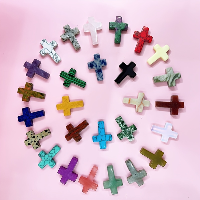 1strand Synthetic Stone Semi finished Cross Beads For - Temu