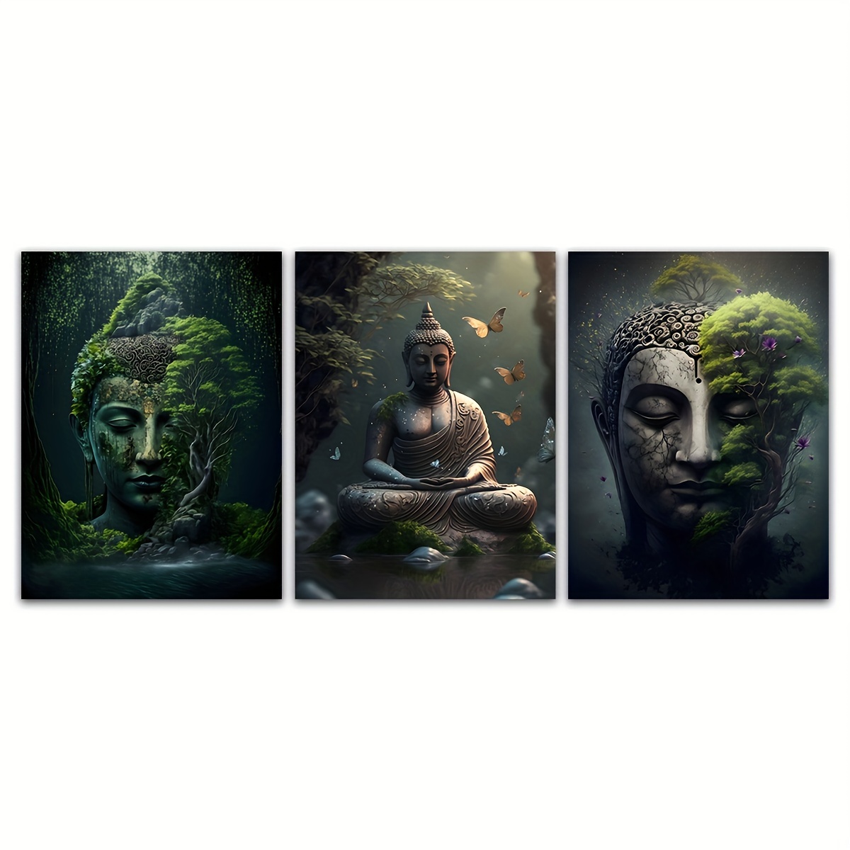  Estatua de Buda - Arte de pared inspirador de Buda Zen,  decoración de pared motivacional de Buda, cuadro de lienzo impreso zen para  decoración del hogar, regalos espirituales para hombres, mujeres