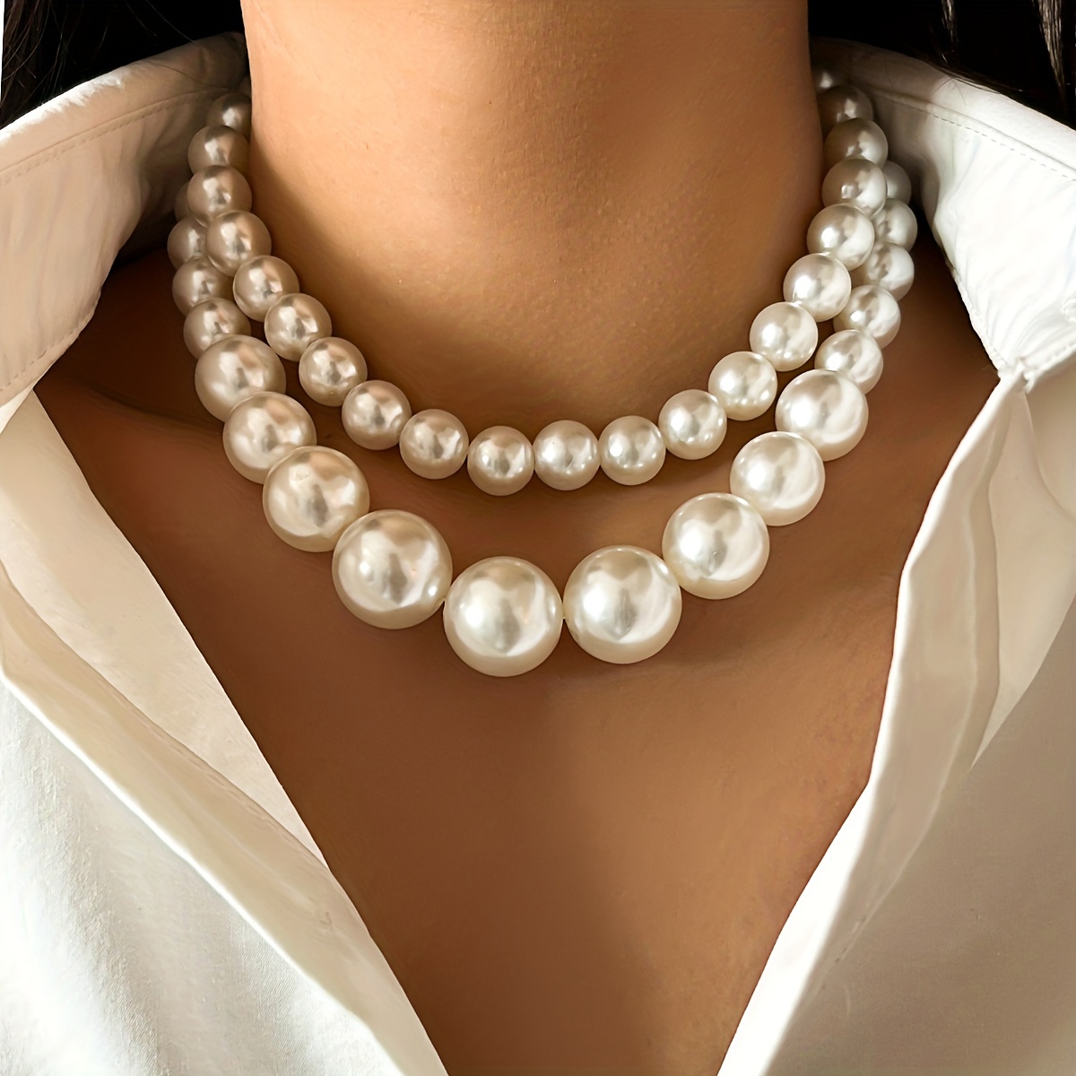 Faux Pearls Beads Necklace Heart Shape Pendant Lovely Neck Jewelry Perfect  For Any Occasion