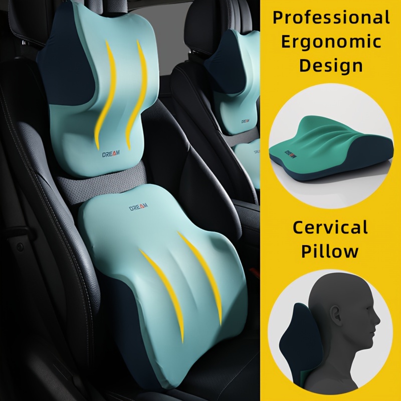 Car Lumbar Support For Driving Memory Foam Auto Seat Backrest Waist Cushion  Back Pain Massage Back Pillow Pad Accssories Pink - AliExpress