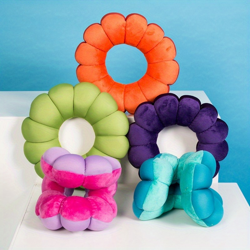 1pc Creative Donut Shaped Plush Toy Pillow Cushion With One Hole