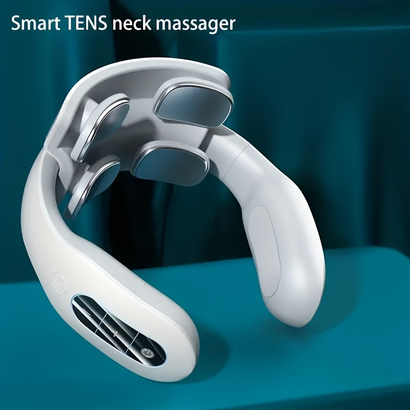 EMS Neck Acupoints Lymphvity Massage Device,Intelligent Neck Massager with  Heat Blue Hot Design Portable Cervical Spine Massager