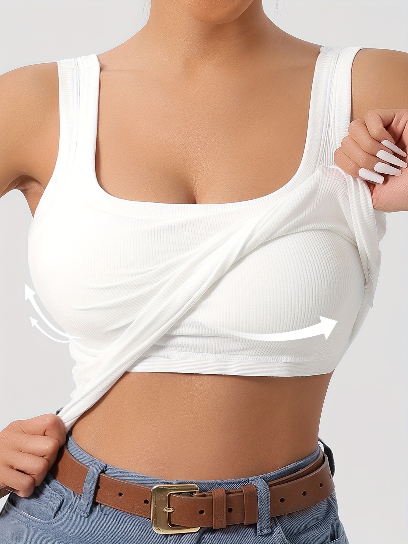 Breathable Bra Tank with Built in Bra Tank Tops Strap Stretch Cotton  Camisole with Built in Padded Shelf Bra Bras