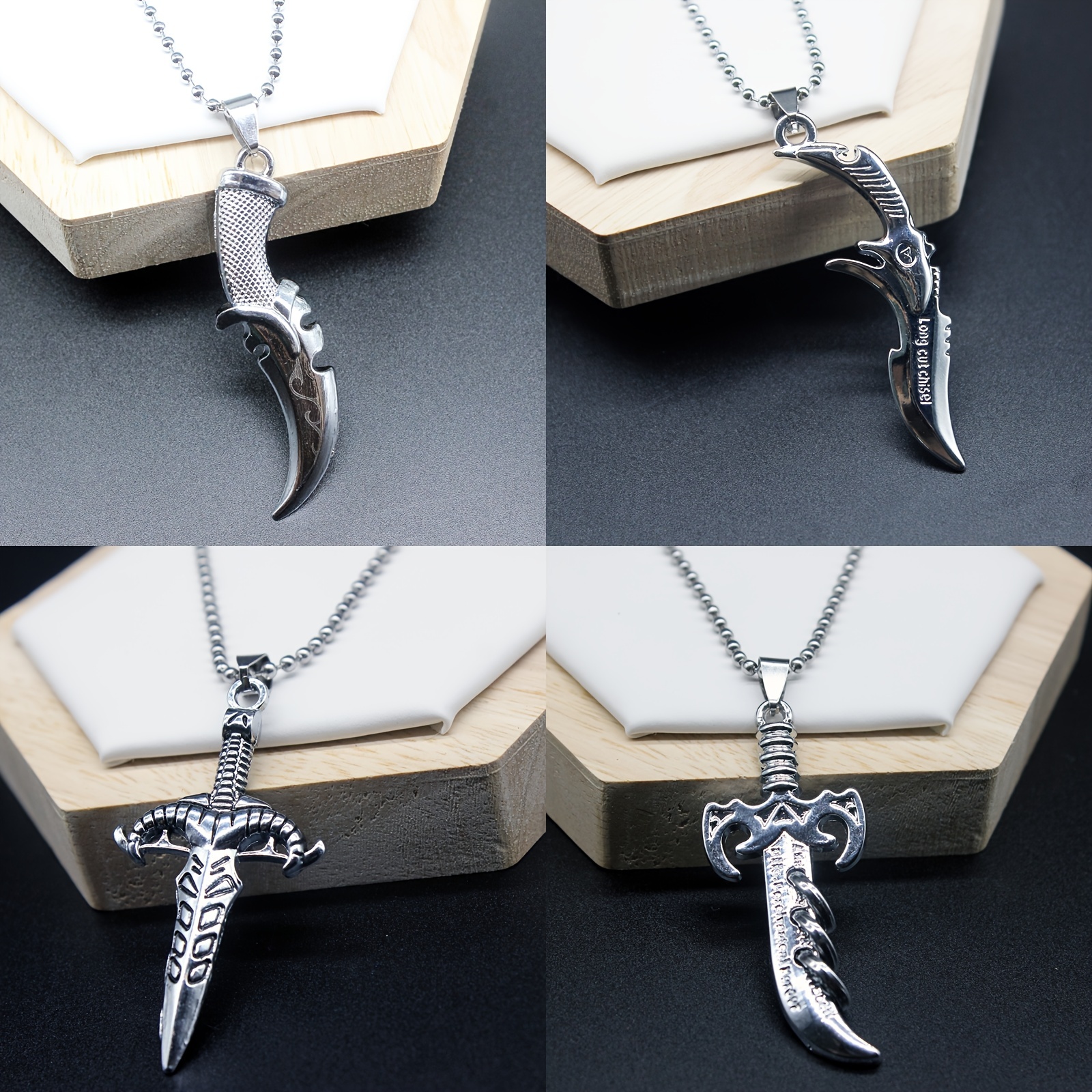 Rock Band Judas Priest Pendant Necklace Razor Blade Shape Keychain Fashion  Long Necklaces Friendship Gift Jewelry Accessories