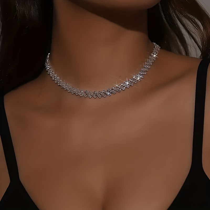 Ladies silver hot sale choker necklace