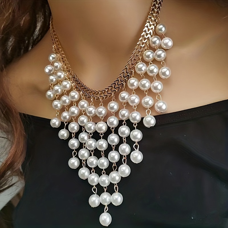 Elegant Luxury Faux Pearl Necklace Niche Design Clavicle - Temu