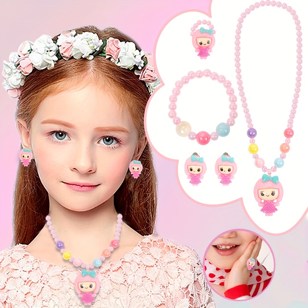 Girls Jewelry Set Little Girls Princess Necklace Bracelet - Temu