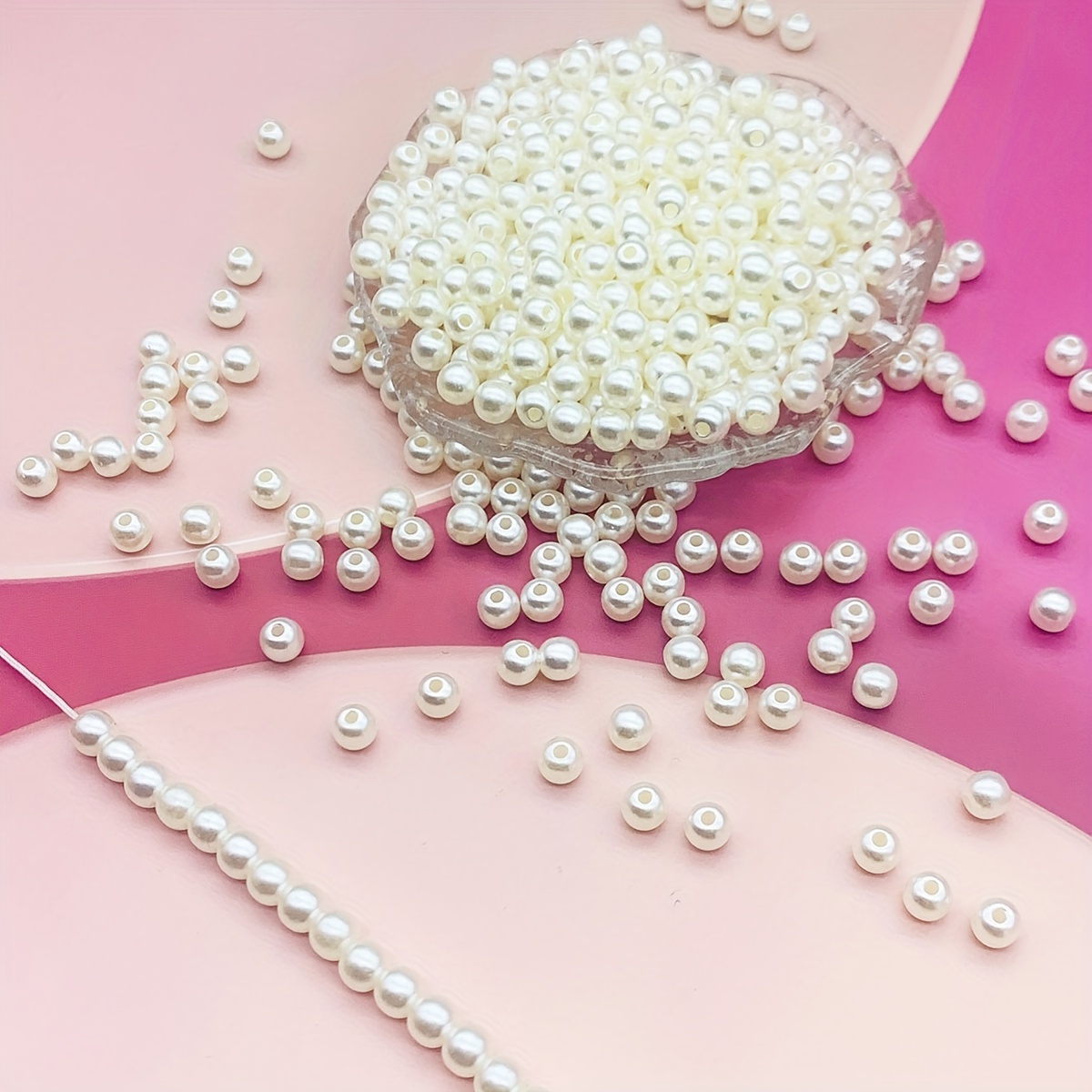 1500pcs Undrilled Art Faux Pearls 8mm Pink No Holes Imitated Pearl Beads  Makeup Beads For Vase Fillers, Wedding, Party, Home Decoration