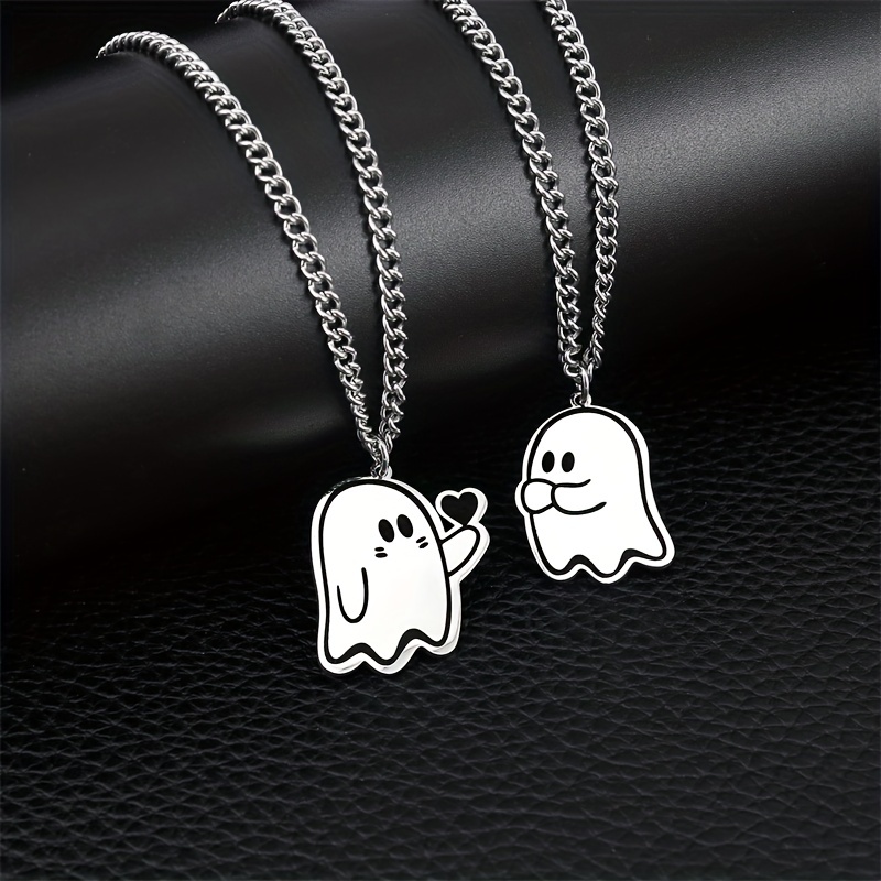 1pc/2pcs, Mini Cute Ghost Necklace, Halloween Glow-in-the-Dark Necklace, The Adopt A Pet Ghost Necklace, Little Ghost in A Vial Pendant Necklace