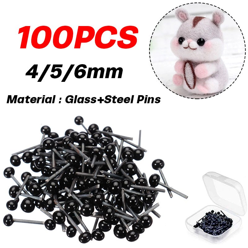 100pcs Brown Glass Eyes Kits Craft Eyes 3mm To 12mm For Doll Making Needle  Felting Crafts