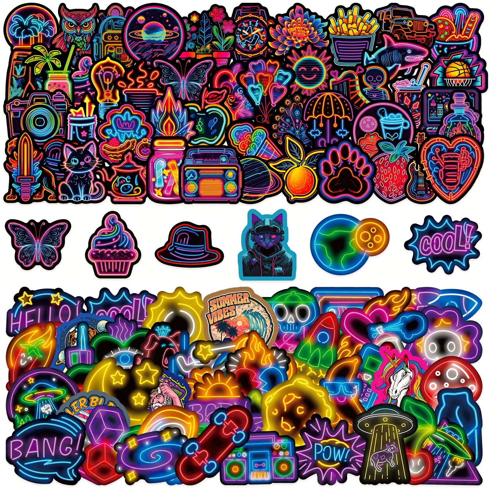 100pcs Neon Stickers - Temu