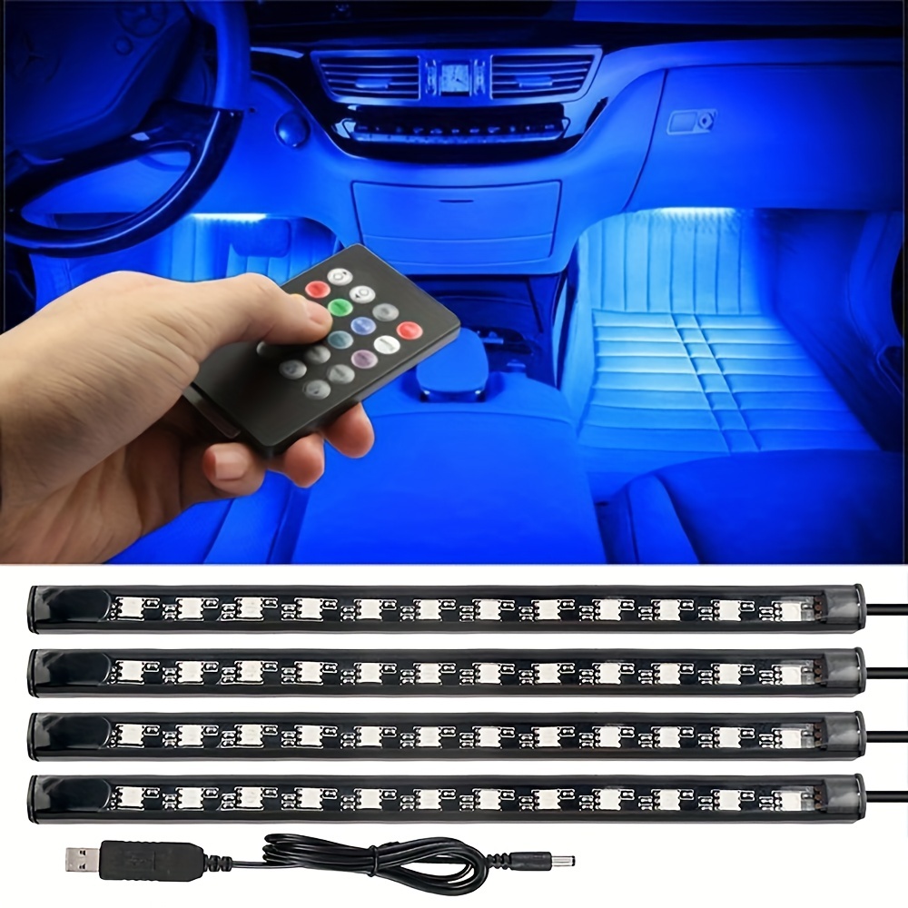 Comprar Luz LED de neón para coche, luz ambiental Interior para pie de coche,  48 SMD, con USB, control remoto inalámbrico por aplicación de música, luz  decorativa de ambiente RGB para coche
