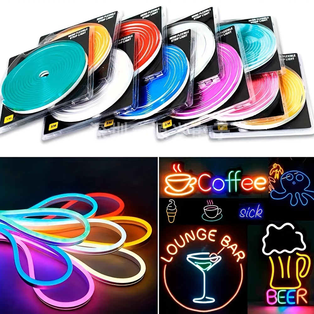 M.best 6.56ft USB LED Strip Lights Waterproof Flexible LED Neon Tape Lights  with Switch for Bedroom Indoors Outdoors