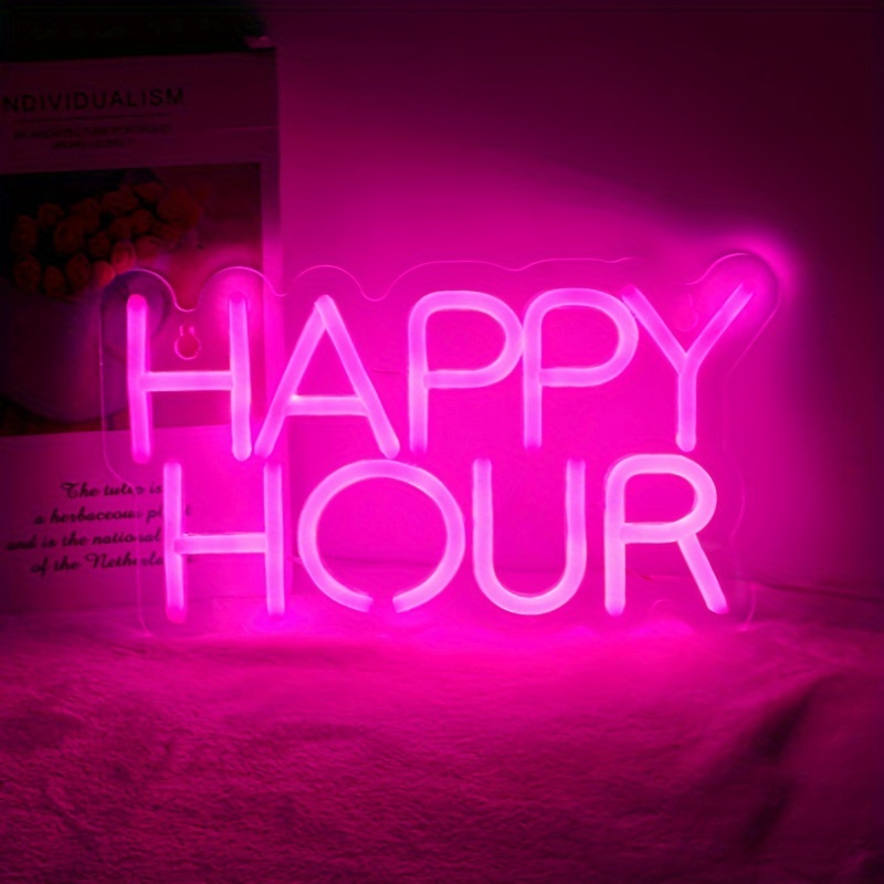 Cocktails Happy Hour Neon Sign for wall décor with Dimmable Switch LED Neon  Signs Bedroom Beer Bar Neon Light Sign Hotel Party Club Office Art Lights.  : : Lighting