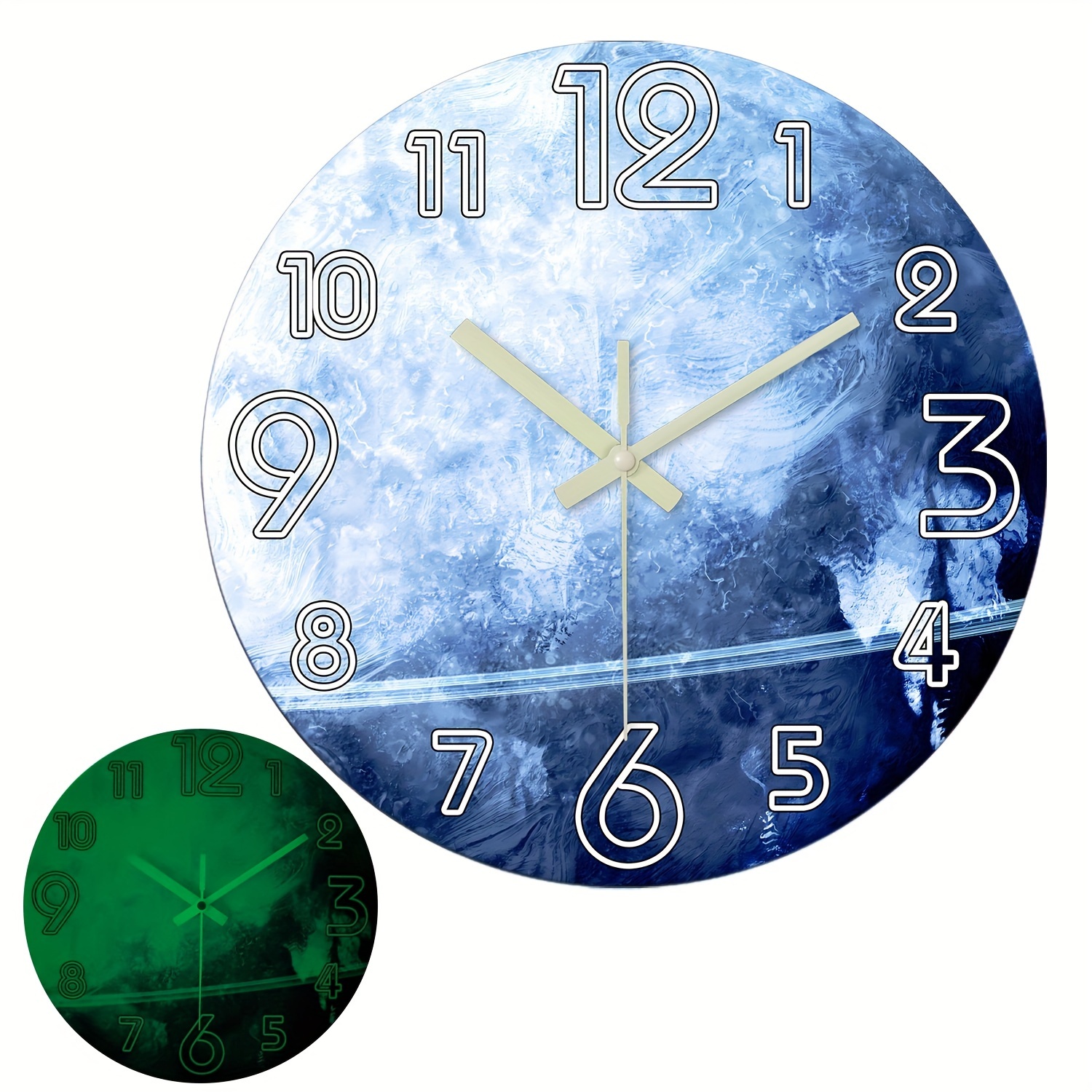 1pc Orologio Da Parete Glow In The Dark Da 12 Pollici, Orologio Da Parete  Night Light, Silenzioso Non-ticking, Orologi Da Parete A Batteria Per  Soggiorno Cucina Ufficio Camera Da Letto - Casa