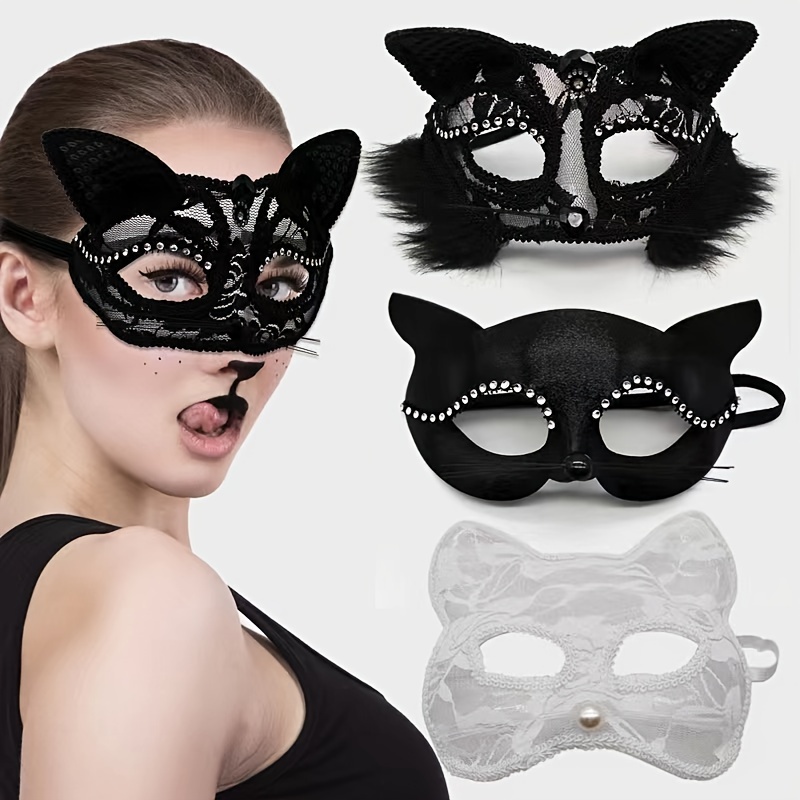 Frauen 1 Stück Kostüm Maske Katze Kopf Nieten Dekor, Punk Für Party, aktuelle Trends, günstig kaufen