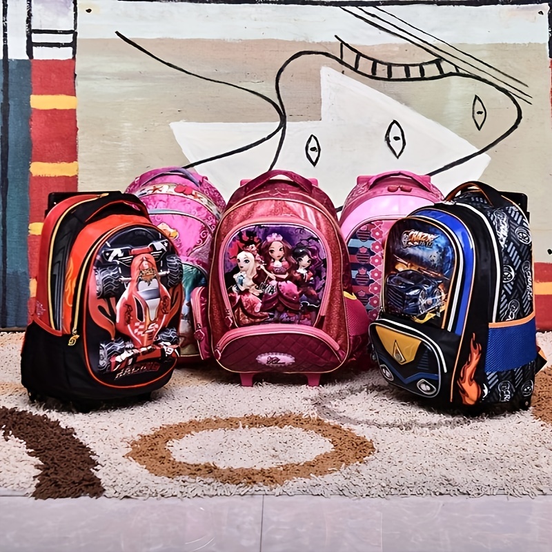 3 Unids/set Mochila Mueble Para Niñas Niños Con Ruedas De Rodillos, Maleta  Escolar De Lentejuelas