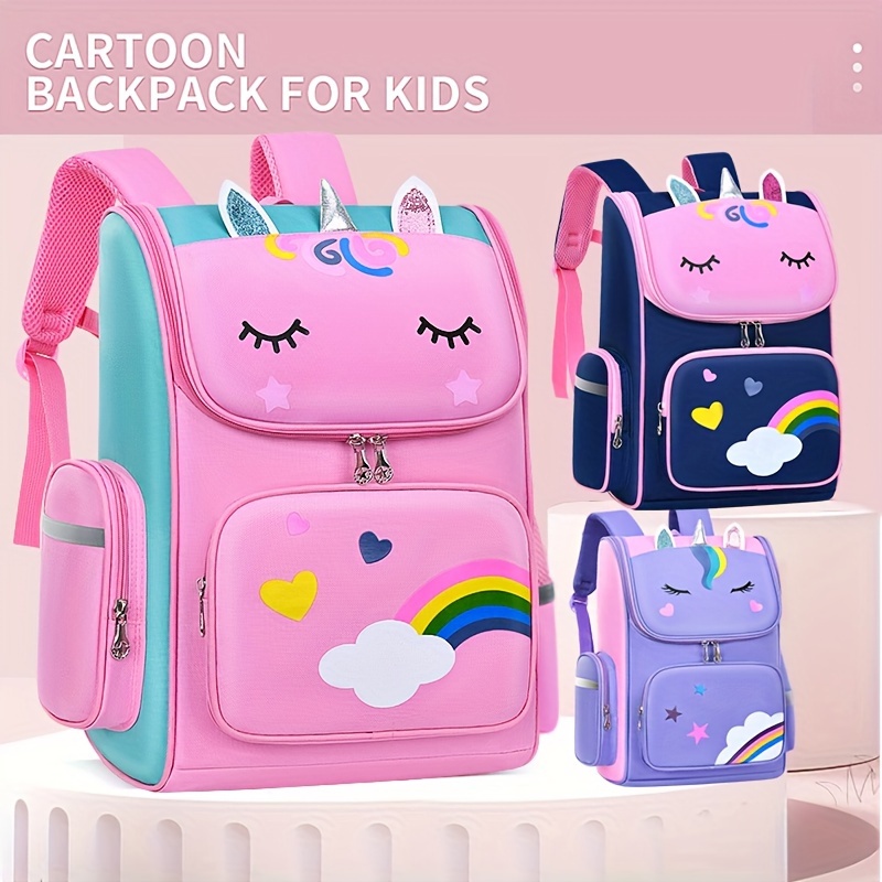 Mochila unicornio para niñas, mochila infantil, 16 pulgadas, bolsas rosas  para libros para niñas, ligera y bonita mochila escolar infantil para
