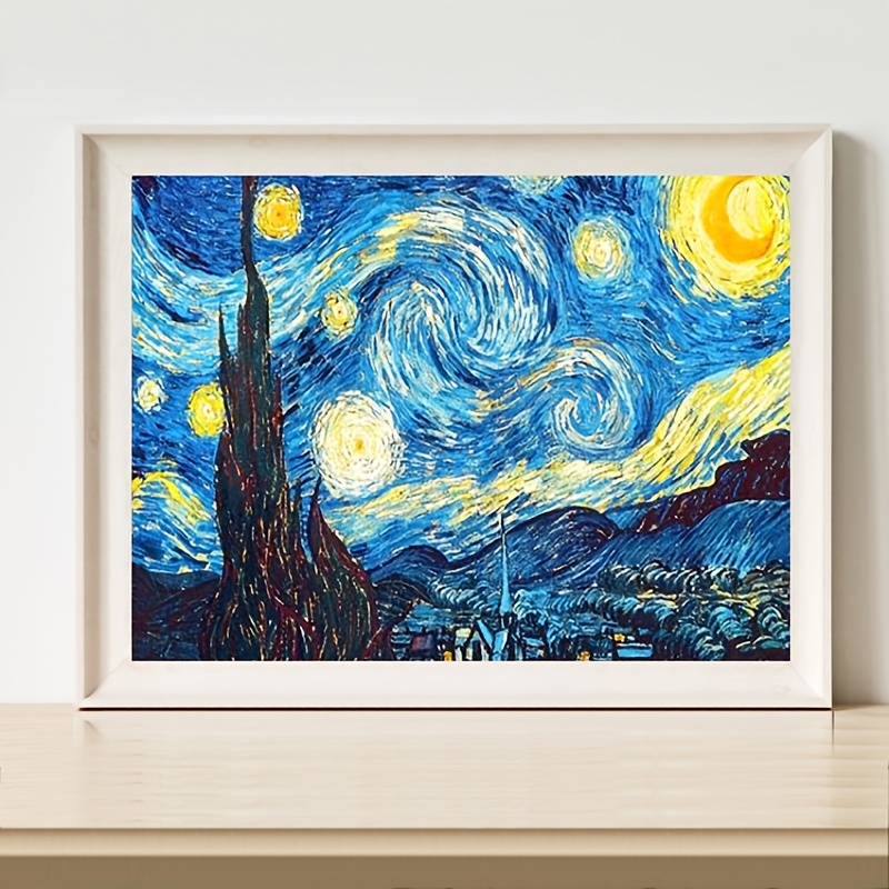 Van Gogh Starry Night/cat Pattern Diamond Painting Kit 5d - Temu