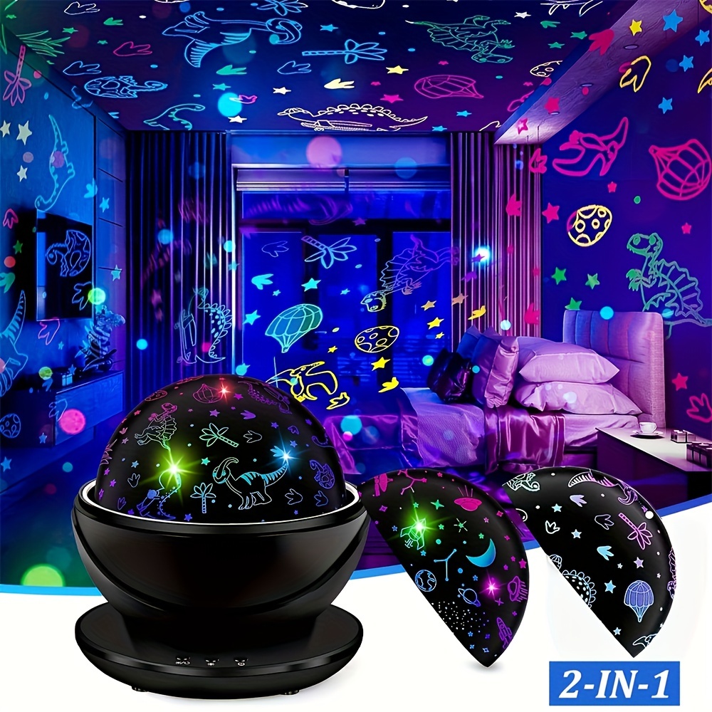 Reloj digital con proyector de estrellas y cielo nocturno con temperatura  para fiesta, LED de 7 colores cambiantes, luz musical, despertador con 10